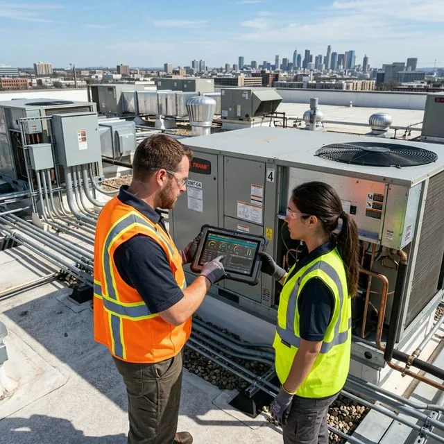 Commercial techs managing complex systems